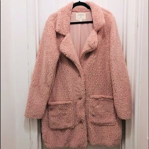 Long Ash Pink Teddy Jacket. Ashley by 26 International Size Large New